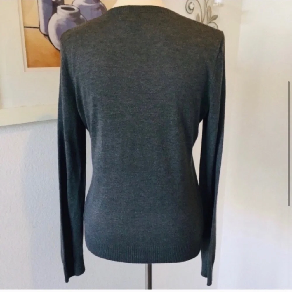 Central Park West Sequined Cardigan Gray Size S - Picture 5 of 8